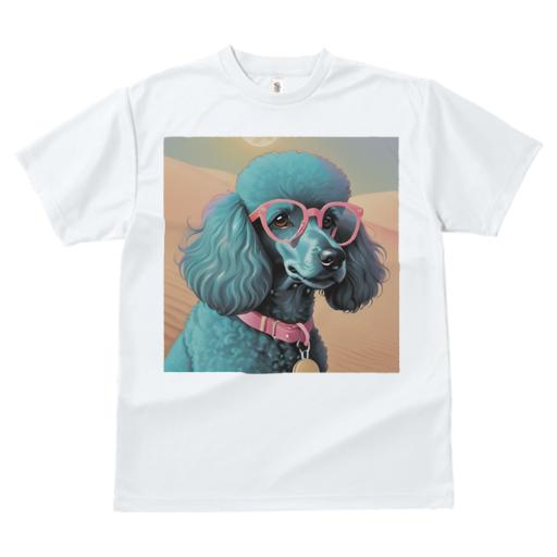 Tシャツ メンズ キッズ 犬ファン 半袖 春夏 犬柄 プリント カジュアル かわいい 人間用 フィットネス ダンス ピンクの眼鏡 プードル 砂漠 日差し