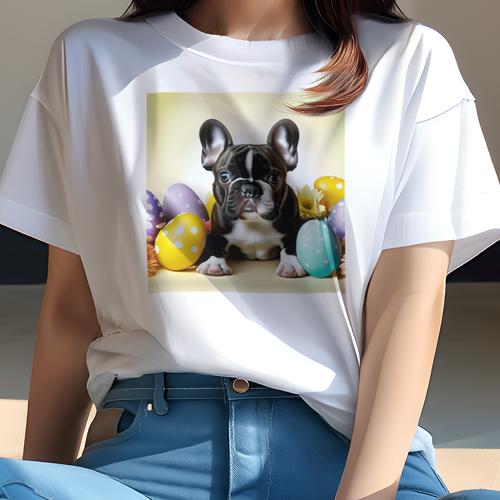 Tシャツ レディース 犬ファン 半袖 春夏 犬柄 プリント カジュアル かわいい 人間用 フィットネス ダンス イースターエッグ フレンチブルドッグ 花 Tシャツ レディース 犬ファン 半袖 春夏 犬柄 プリント カジュアル かわいい 人間用 フィットネス ダンス イースターエッグ フレンチブルドッグ 花