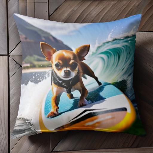 サーフィン チワワ 波 海 自然 山 クッションカバー 45×45cm アニマル柄 おしゃれ 可愛い クッション本体付き 正方形 犬ファン サーフィン チワワ 波 海 自然 山 クッションカバー 45×45cm アニマル柄 おしゃれ 可愛い クッション本体付き 正方形 犬ファン