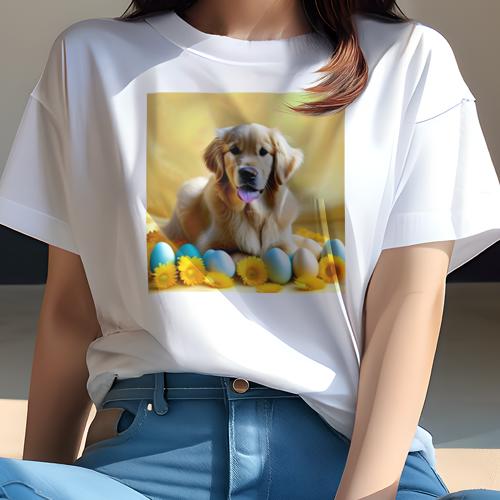 Tシャツ レディース 犬ファン 半袖 春夏 犬柄 プリント カジュアル かわいい 人間用 フィットネス ダンス 卵 ゴールデンレトリバー 花 Tシャツ レディース 犬ファン 半袖 春夏 犬柄 プリント カジュアル かわいい 人間用 フィットネス ダンス 卵 ゴールデンレトリバー 花