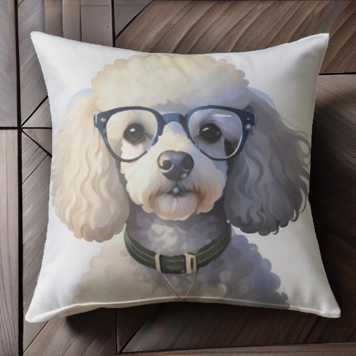 メガネ プードル 首輪 ネックレス クッションカバー 45×45cm アニマル柄 おしゃれ 可愛い クッション本体付き 正方形 犬ファン メガネ プードル 首輪 ネックレス クッションカバー 45×45cm アニマル柄 おしゃれ 可愛い クッション本体付き 正方形 犬ファン