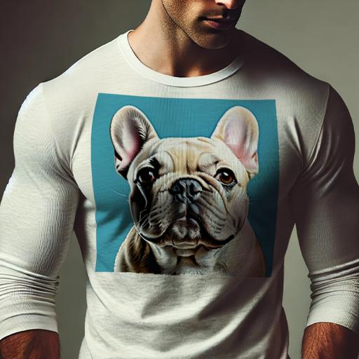 長袖Tシャツ 人間用 メンズ 秋春夏 プリント レジャー アウトドア カジュアル かわいい 犬ファン 青色の背景 フレンチブルドッグ 子犬 肖像画