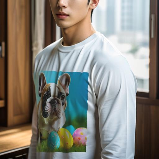 長袖Tシャツ 人間用 メンズ 秋春夏 プリント レジャー アウトドア カジュアル かわいい 犬ファン カラフルなイースターエッグ フレンチブルドッグ 芝生 青い空 長袖Tシャツ 人間用 メンズ 秋春夏 プリント レジャー アウトドア カジュアル かわいい 犬ファン カラフルなイースターエッグ フレンチブルドッグ 芝生 青い空