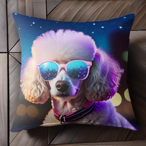 サングラス プードル 夜空 ネックレス クッションカバー 45×45cm アニマル柄 おしゃれ 可愛い クッショ..