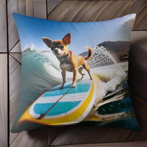 サーフィン チワワ 波 太陽 青空 ビーチ クッションカバー 45×45cm アニマル柄 おしゃれ 可愛い クッション本体付き 正方形 犬ファン サーフィン チワワ 波 太陽 青空 ビーチ クッションカバー 45×45cm アニマル柄 おしゃれ 可愛い クッション本体付き 正方形 犬ファン