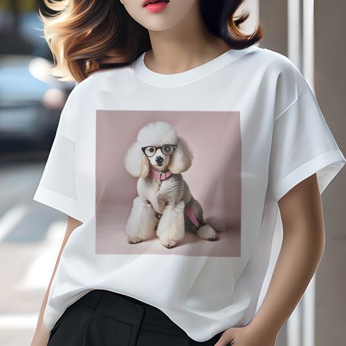 Tシャツ レディース 犬ファン 半袖 春夏 犬柄 プリント カジュアル かわいい 人間用 フィットネス ダンス ピンクのカラー プードル メガネ ふわふわ Tシャツ レディース 犬ファン 半袖 春夏 犬柄 プリント カジュアル かわいい 人間用 フィットネス ダンス ピンクのカラー プードル メガネ ふわふわ