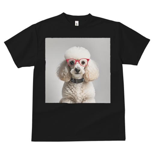 Tシャツ レディース 犬ファン 半袖 春夏 犬柄 プリント カジュアル かわいい 人間用 フィットネス ダンス 赤い眼鏡 プードル 首輪