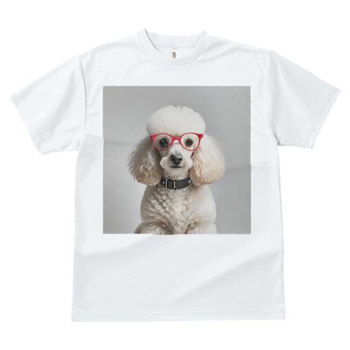 Tシャツ レディース 犬ファン 半袖 春夏 犬柄 プリント カジュアル かわいい 人間用 フィットネス ダンス 赤い眼鏡 プードル 首輪
