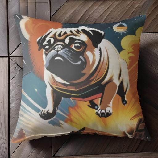 宇宙 パグ 爆発 冒険 クッションカバー 45×45cm アニマル柄 おしゃれ 可愛い クッション本体付き 正方..