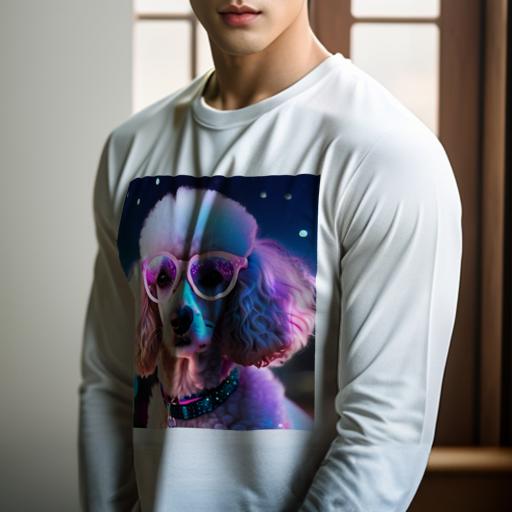 長袖Tシャツ 人間用 メンズ 秋春夏 プリント レジャー アウトドア カジュアル かわいい 犬ファン サングラス プードル 夜空 星 光 色鮮やか