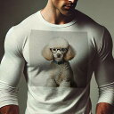 長袖Tシャツ 人間用 メンズ 秋春夏 プリント レジャー アウトドア カジュアル かわいい 犬ファン 眼鏡 プードル ブルーカラー