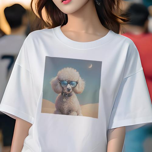 Tシャツ レディース 犬ファン 半袖 春夏 犬柄 プリント カジュアル かわいい 人間用 フィットネス ダンス メガネ プードル 砂漠 月 Tシャツ レディース 犬ファン 半袖 春夏 犬柄 プリント カジュアル かわいい 人間用 フィットネス ダンス メガネ プードル 砂漠 月