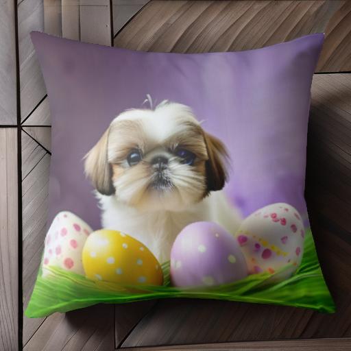 卵 シーズー 芝生 クッションカバー 45×45cm アニマル柄 おしゃれ 可愛い クッション本体付き 正方形 犬ファン 卵 シーズー 芝生 クッションカバー 45×45cm アニマル柄 おしゃれ 可愛い クッション本体付き 正方形 犬ファン