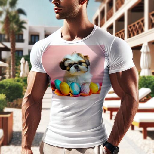 Tシャツ メンズ キッズ 犬ファン 半袖 春夏 犬柄 プリント カジュアル かわいい 人間用 フィットネス ダンス 卵 シーズー 装飾 カラフル ピンクの背景