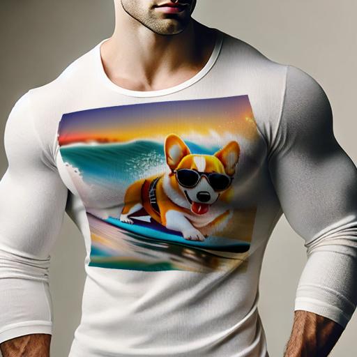 長袖Tシャツ 人間用 メンズ 秋春夏 プリント レジャー アウトドア カジュアル かわいい 犬ファン サーフィン コーギー サングラス 海 夕焼け