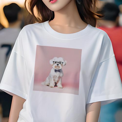 Tシャツ レディース 犬ファン 半袖 春夏 犬柄 プリント カジュアル かわいい 人間用 フィットネス ダンス 眼鏡 マルチーズ 蝶ネクタイ ピンクの背景 Tシャツ レディース 犬ファン 半袖 春夏 犬柄 プリント カジュアル かわいい 人間用 フィットネス ダンス 眼鏡 マルチーズ 蝶ネクタイ ピンクの背景