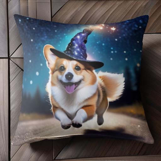魔法使いの帽子 ウェルシュコーギー 星空 夜道 楽しい クッションカバー 45×45cm アニマル柄 おしゃれ 可愛い クッション本体付き 正方形 犬ファン 魔法使いの帽子 ウェルシュコーギー 星空 夜道 楽しい クッションカバー 45×45cm アニマル柄 おしゃれ 可愛い クッション本体付き 正方形 犬ファン