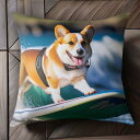 サーフィン ウェルシュコーギーペンブローク 波 海 犬 クッションカバー 45×45cm アニマル柄 おしゃれ 可愛い クッション本体付き 正方形 犬ファン