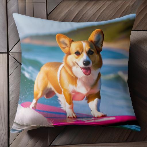 サーフィン ウェルシュコーギーペンブローク ビーチ 海 波 サーフボード クッションカバー 45×45cm アニマル柄 おしゃれ 可愛い クッション本体付き 正方形 犬ファン サーフィン ウェルシュコーギーペンブローク ビーチ 海 波 サーフボード クッションカバー 45×45cm アニマル柄 おしゃれ 可愛い クッション本体付き 正方形 犬ファン