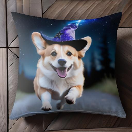 魔法の帽子 ウェルシュコーギー 星空 夜 笑顔 走る犬 クッションカバー 45×45cm アニマル柄 おしゃれ 可愛い クッション本体付き 正方形 犬ファン 魔法の帽子 ウェルシュコーギー 星空 夜 笑顔 走る犬 クッションカバー 45×45cm アニマル柄 おしゃれ 可愛い クッション本体付き 正方形 犬ファン
