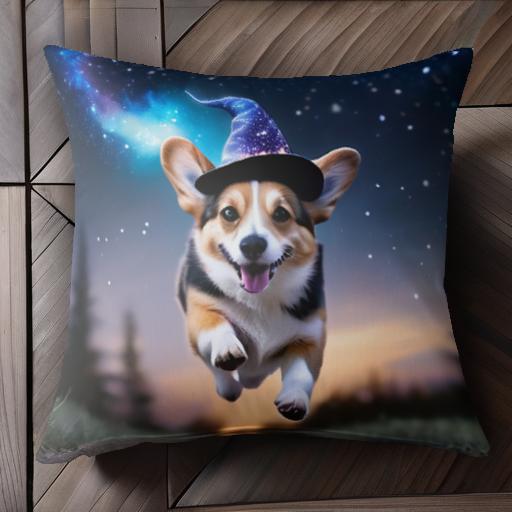 魔女の帽子 コーギー 夜空 星 森 銀河 クッションカバー 45×45cm アニマル柄 おしゃれ 可愛い クッション本体付き 正方形 犬ファン 魔女の帽子 コーギー 夜空 星 森 銀河 クッションカバー 45×45cm アニマル柄 おしゃれ 可愛い クッション本体付き 正方形 犬ファン