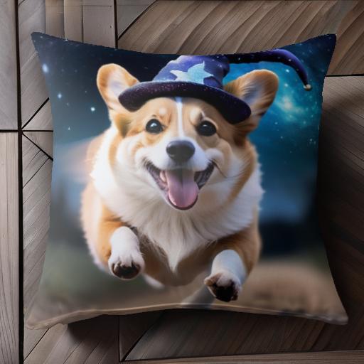 魔法の帽子 コーギー 星 夜空 銀河 クッションカバー 45×45cm アニマル柄 おしゃれ 可愛い クッション..