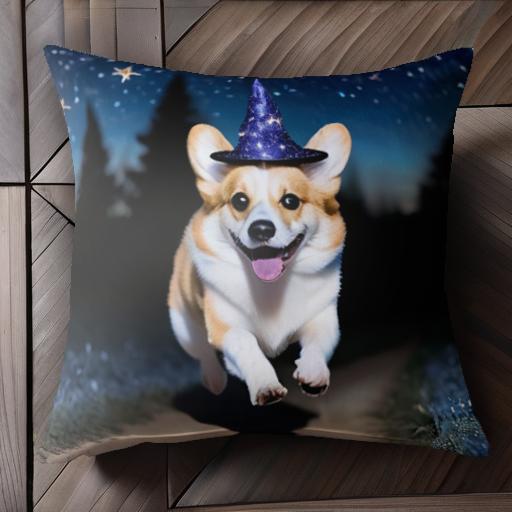 星 コーギー ハロウィン帽子 夜空 森 クッションカバー 45×45cm アニマル柄 おしゃれ 可愛い クッション本体付き 正方形 犬ファン 星 コーギー ハロウィン帽子 夜空 森 クッションカバー 45×45cm アニマル柄 おしゃれ 可愛い クッション本体付き 正方形 犬ファン