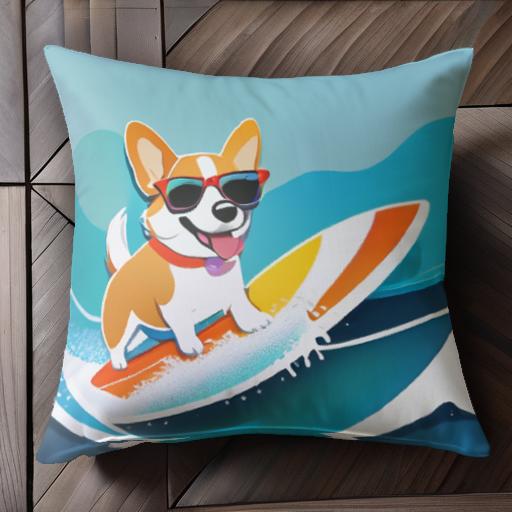 サングラス コーギー サーフボード 波 海 クッションカバー 45×45cm アニマル柄 おしゃれ 可愛い クッ..