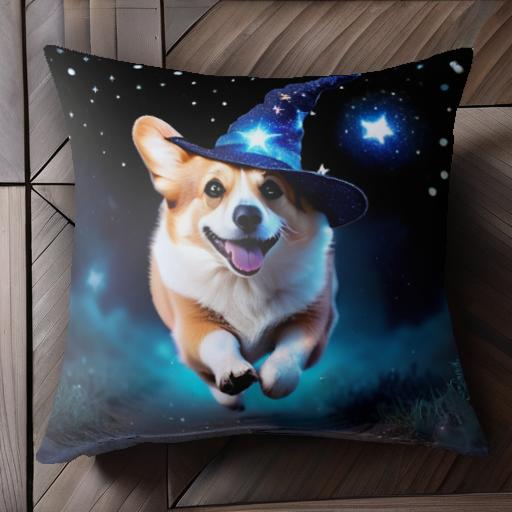 星 コーギー 魔法使いの帽子 夜空 魔法 クッションカバー 45×45cm アニマル柄 おしゃれ 可愛い クッション本体付き 正方形 犬ファン 星 コーギー 魔法使いの帽子 夜空 魔法 クッションカバー 45×45cm アニマル柄 おしゃれ 可愛い クッション本体付き 正方形 犬ファン
