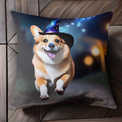 魔法の帽子 コーギー 星空 ランプ クッションカバー 45×45cm アニマル柄 おしゃれ 可愛い クッション本..