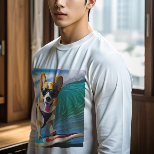長袖Tシャツ 人間用 メンズ 秋春夏 プリント レジャー アウトドア カジュアル かわいい 犬ファン サーフボード コーギー サングラス 波 海 サーフィン 長袖Tシャツ 人間用 メンズ 秋春夏 プリント レジャー アウトドア カジュアル かわいい 犬ファン サーフボード コーギー サングラス 波 海 サーフィン
