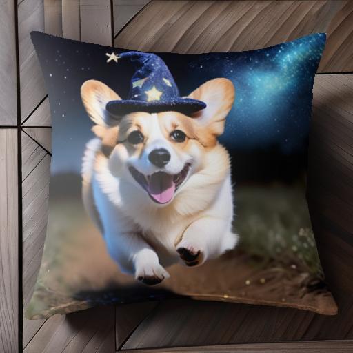 魔法使いの帽子 ウェルシュコーギー 星空 道 芝生 クッションカバー 45×45cm アニマル柄 おしゃれ 可愛い クッション本体付き 正方形 犬ファン 魔法使いの帽子 ウェルシュコーギー 星空 道 芝生 クッションカバー 45×45cm アニマル柄 おしゃれ 可愛い クッション本体付き 正方形 犬ファン