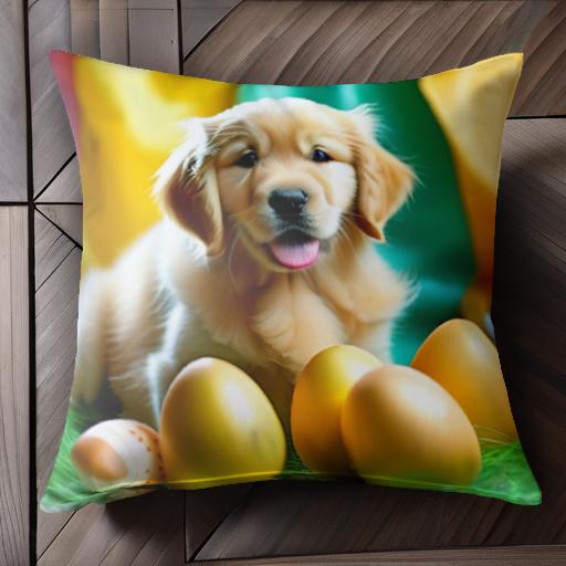 卵 ゴールデンレトリバー カラフル 草 クッションカバー 45×45cm アニマル柄 おしゃれ 可愛い クッション本体付き 正方形 犬ファン 卵 ゴールデンレトリバー カラフル 草 クッションカバー 45×45cm アニマル柄 おしゃれ 可愛い クッション本体付き 正方形 犬ファン