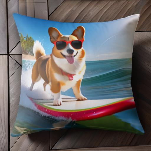 サーフボード ウェルシュコーギー サングラス 海 ビーチ 太陽 クッションカバー 45×45cm アニマル柄 おしゃれ 可愛い クッション本体付き 正方形 犬ファン サーフボード ウェルシュコーギー サングラス 海 ビーチ 太陽 クッションカバー 45×45cm アニマル柄 おしゃれ 可愛い クッション本体付き 正方形 犬ファン