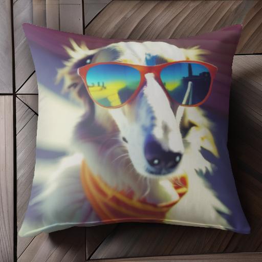 サングラス ボルゾイ オレンジ色のバンダナ サングラスの反射 屋外 クッションカバー 45×45cm アニマル柄 おしゃれ 可愛い クッション本体付き 正方形 犬ファン サングラス ボルゾイ オレンジ色のバンダナ サングラスの反射 屋外 クッションカバー 45×45cm アニマル柄 おしゃれ 可愛い クッション本体付き 正方形 犬ファン