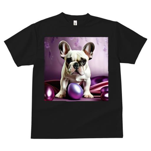 Tシャツ レディース 犬ファン 半袖 春夏 犬柄 プリント カジュアル かわいい 人間用 フィットネス ダンス 卵 フレンチブルドッグ 紫の布