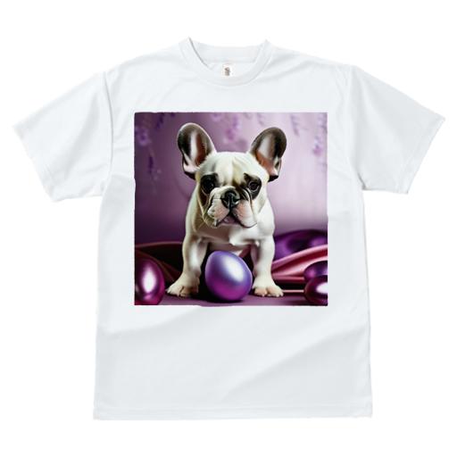 Tシャツ レディース 犬ファン 半袖 春夏 犬柄 プリント カジュアル かわいい 人間用 フィットネス ダンス 卵 フレンチブルドッグ 紫の布