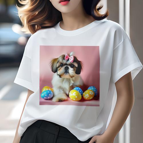 Tシャツ レディース 犬ファン 半袖 春夏 犬柄 プリント カジュアル かわいい 人間用 フィットネス ダン..