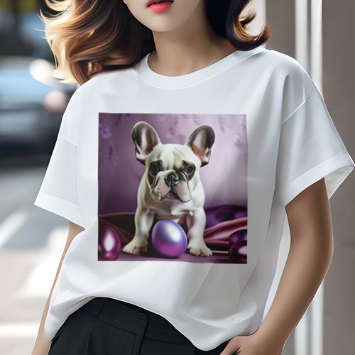 Tシャツ レディース 犬ファン 半袖 春夏 犬柄 プリント カジュアル かわいい 人間用 フィットネス ダンス 卵 フレンチブルドッグ 紫の布 Tシャツ レディース 犬ファン 半袖 春夏 犬柄 プリント カジュアル かわいい 人間用 フィットネス ダンス 卵 フレンチブルドッグ 紫の布