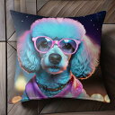 星 プードル メガネ コート 夜空 クッションカバー 45×45cm アニマル柄 おしゃれ 可愛い クッション本体付き 正方形 犬ファン