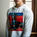 長袖Tシャツ 人間用 メンズ 秋春夏 プリント レジャー アウトドア カジュアル かわいい 犬ファン 赤いソファ ドーベルマン 青いネクタイ