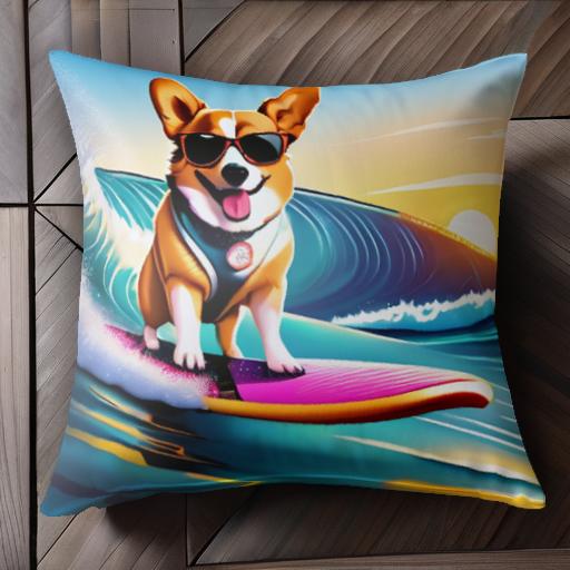 サーフィン コーギー サングラス 海 波 夕日 クッションカバー 45×45cm アニマル柄 おしゃれ 可愛い クッション本体付き 正方形 犬ファン サーフィン コーギー サングラス 海 波 夕日 クッションカバー 45×45cm アニマル柄 おしゃれ 可愛い クッション本体付き 正方形 犬ファン