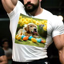 Tシャツ メンズ キッズ 犬ファン 半袖 春夏 犬柄 プリント カジュアル かわいい 人間用 フィットネス ダンス たまご ゴールデンレトリバー 花 屋外