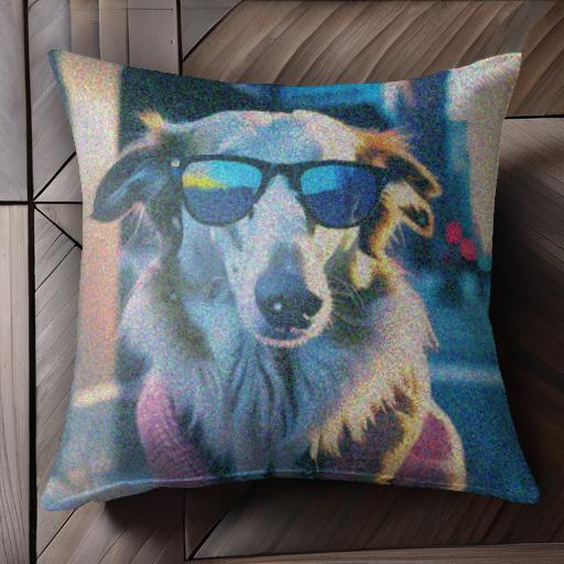 サングラス その他 夕焼け 犬の服 クッションカバー 45×45cm アニマル柄 おしゃれ 可愛い クッション本体付き 正方形 犬ファン