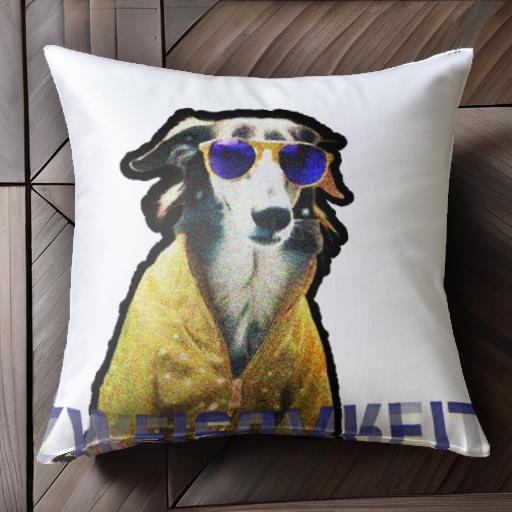 サングラス グレイハウンド ジャケット テキスト クッションカバー 45×45cm アニマル柄 おしゃれ 可愛い クッション本体付き 正方形 犬ファン