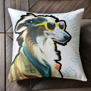 メガネ ボーダーコリー コート クッションカバー 45×45cm アニマル柄 おしゃれ 可愛い クッション本体付き 正方形 犬ファン