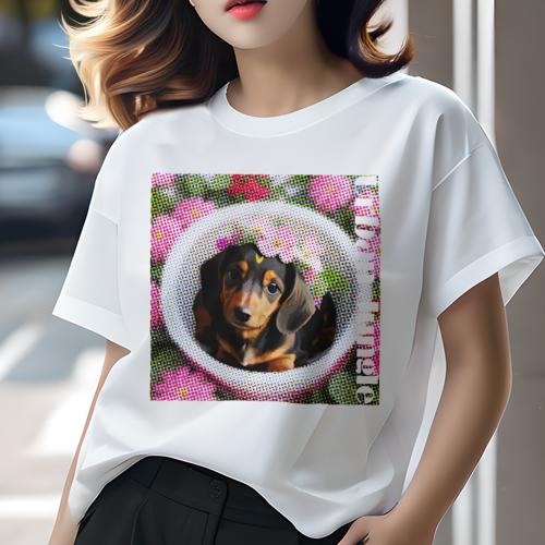 Tシャツ レディース 犬ファン 半袖 春夏 犬柄 プリント カジュアル かわいい 人間用 フィットネス ダンス アーバンジャングル ダックスフント 花柄 ポップアート カラフル Tシャツ レディース 犬ファン 半袖 春夏 犬柄 プリント カジュアル かわいい 人間用 フィットネス ダンス アーバンジャングル ダックスフント 花柄 ポップアート カラフル