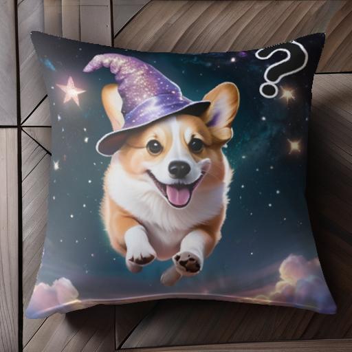 魔法の帽子 コーギー 星 夜空 雲 ファンタジー クッションカバー 45×45cm アニマル柄 おしゃれ 可愛い クッション本体付き 正方形 犬ファン 魔法の帽子 コーギー 星 夜空 雲 ファンタジー クッションカバー 45×45cm アニマル柄 おしゃれ 可愛い クッション本体付き 正方形 犬ファン
