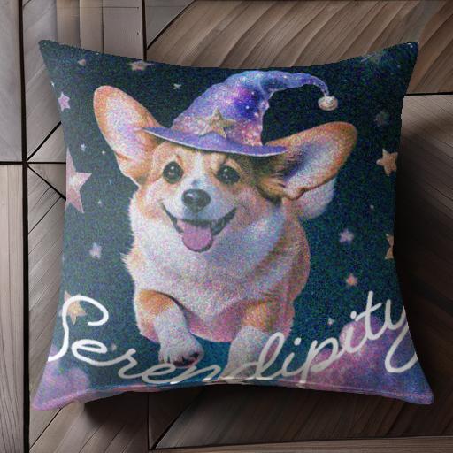 星 コーギー 魔法の帽子 クッションカバー 45×45cm アニマル柄 おしゃれ 可愛い クッション本体付き 正方形 犬ファン