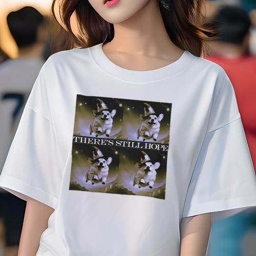 Tシャツ レディース 犬ファン 半袖 春夏 犬柄 プリント カジュアル かわいい 人間用 フィットネス ダンス 魔法使い帽子 コーギー 夜空 星 希望 Tシャツ レディース 犬ファン 半袖 春夏 犬柄 プリント カジュアル かわいい 人間用 フィットネス ダンス 魔法使い帽子 コーギー 夜空 星 希望